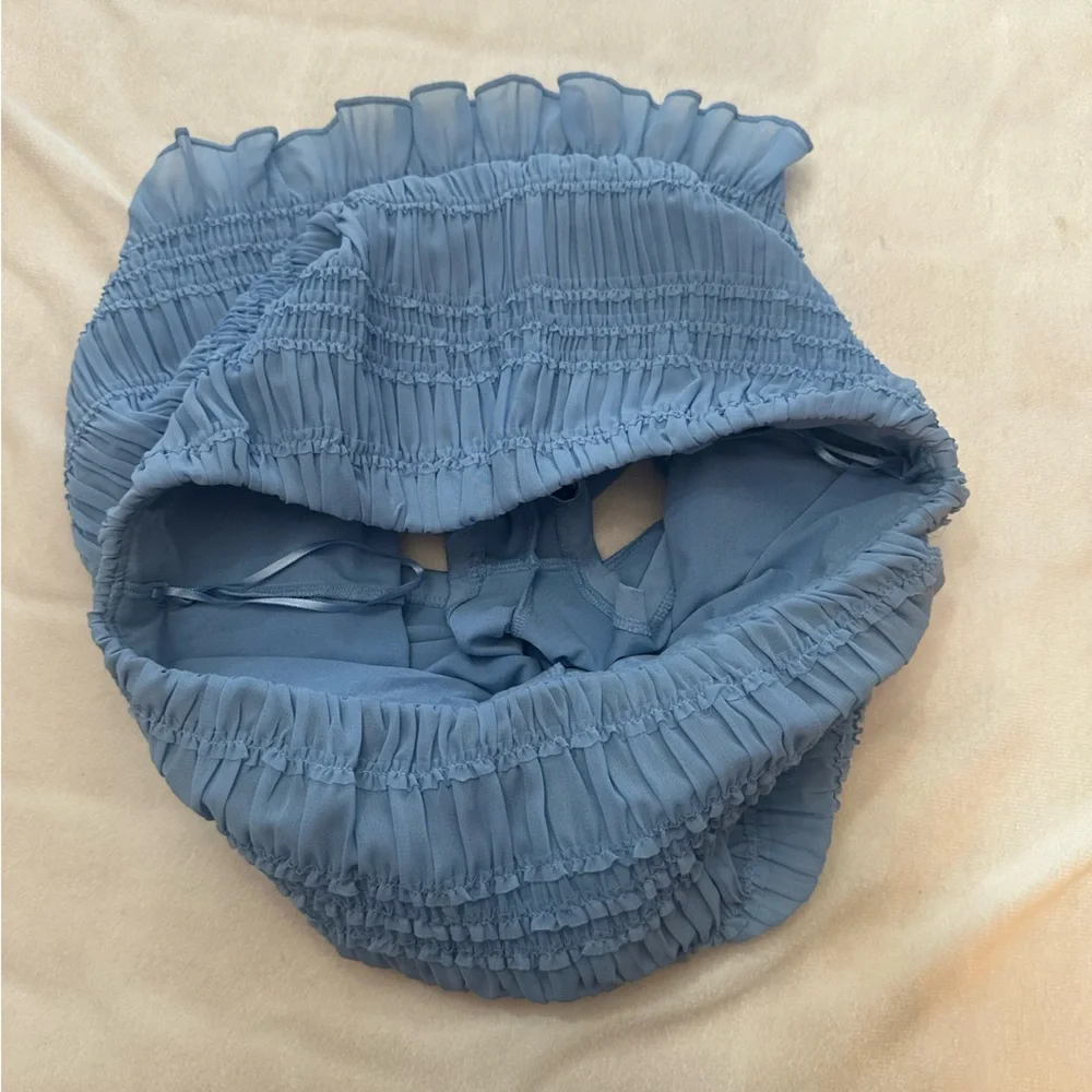 Abercrombie & Fitch Light Blue ruched Ruffled Mini Skirt skort 38077 - Picture 9 of 11